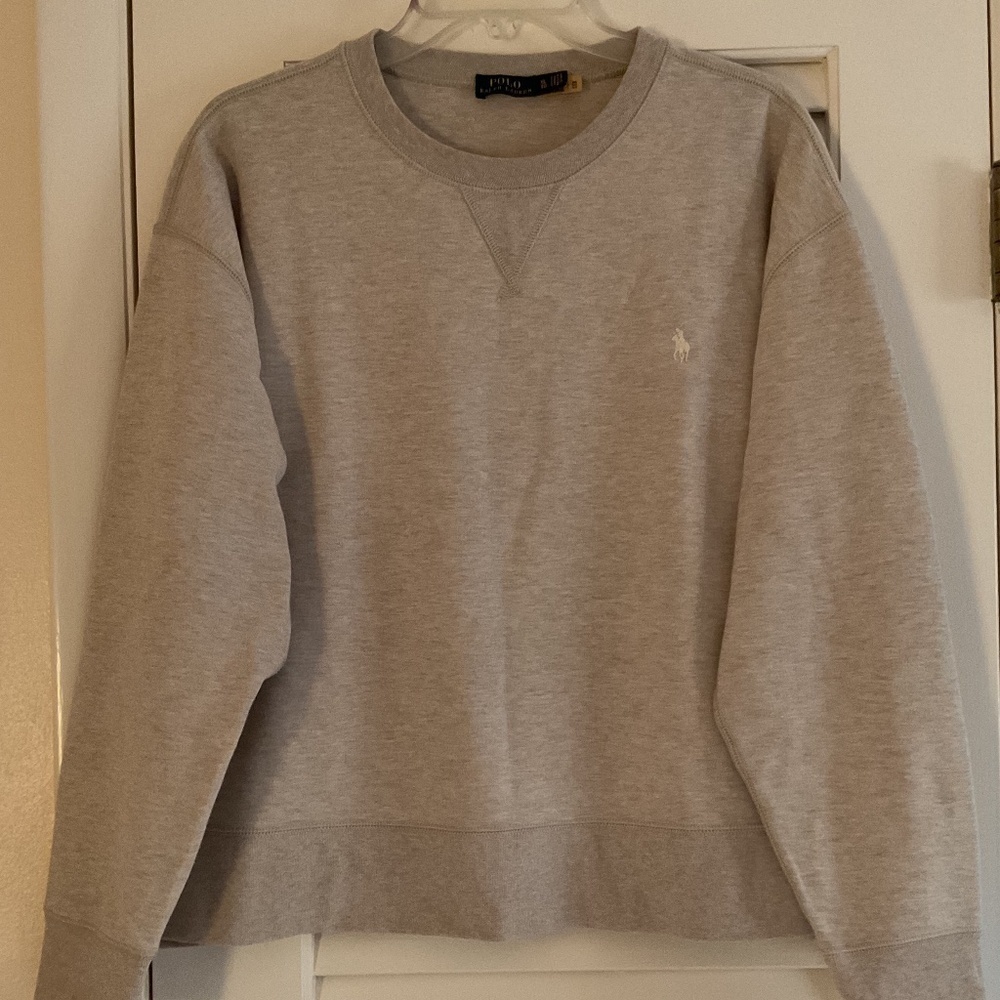 POLO RALPH LAUREN CREW NECK LIGHT BEIGE WOMAN SWEATSHIRT SIZE US Xl